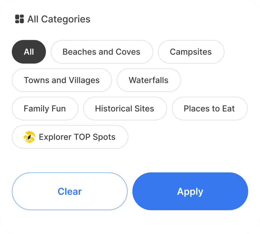 Filter categories mockup